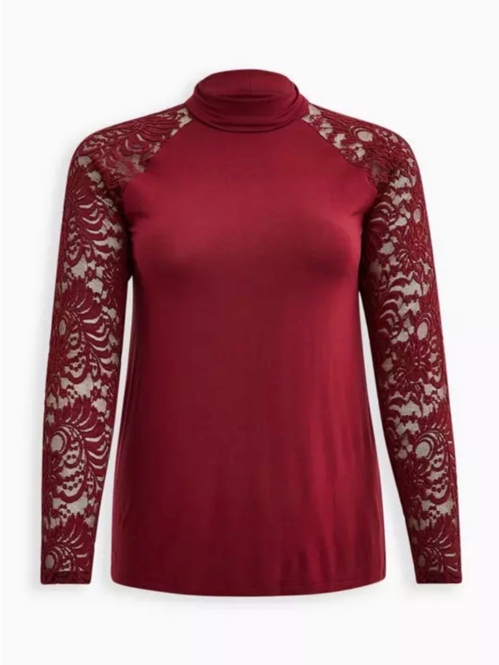 Torrid Mock Neck Lace Long Sleeve Top